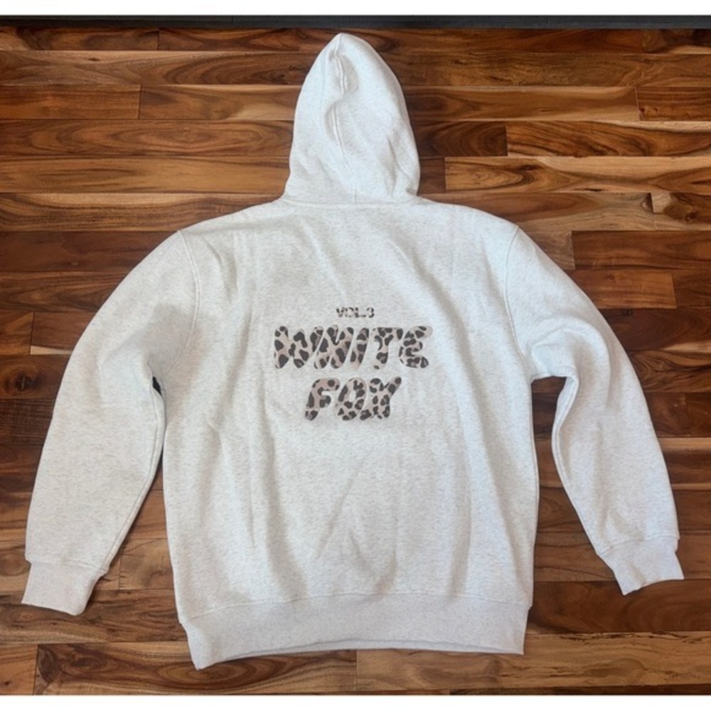 White Fox Offstage Printed Oversized Hoodie Grey Marle Leopard Vol 3 S/M NEW